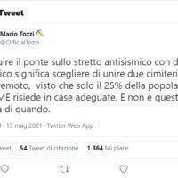 Ponte sullo Stretto, tweet al veleno di Tozzi: 'Significa unire due cimiteri in caso di terremoto'