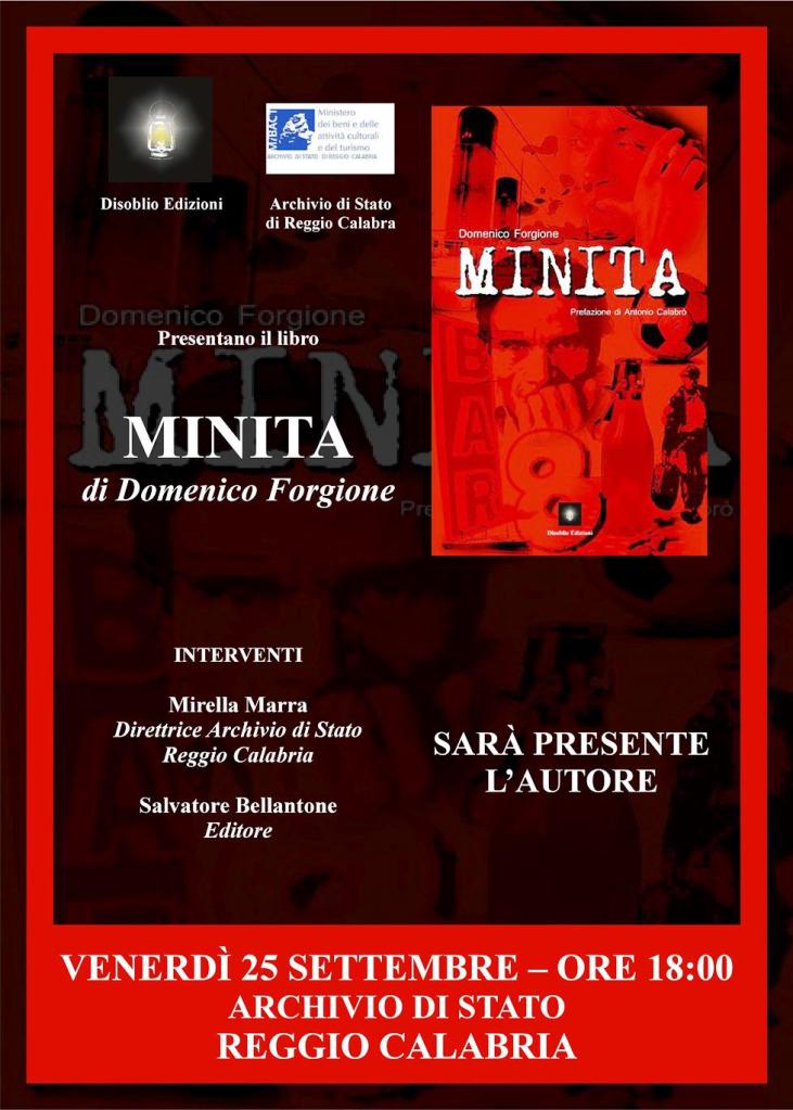 REGGIO: oggi l’Archivio di Stato presenta il libro “Minita” di Domenico Forgione