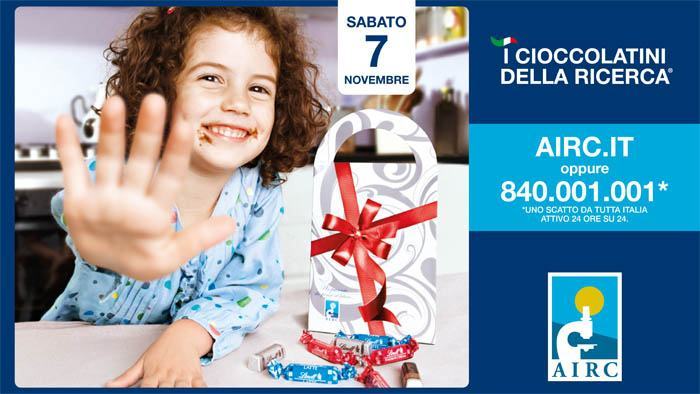 Dal 7 novembre scegliamo I Cioccolatini della Ricerca di AIRC per dire tutti insieme ‘Contro il cancro, io ci sono’
