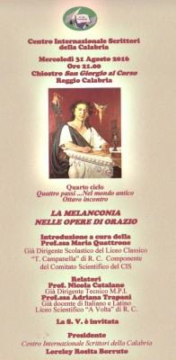 Foto invito - La melanconia nelle opere di Orazio