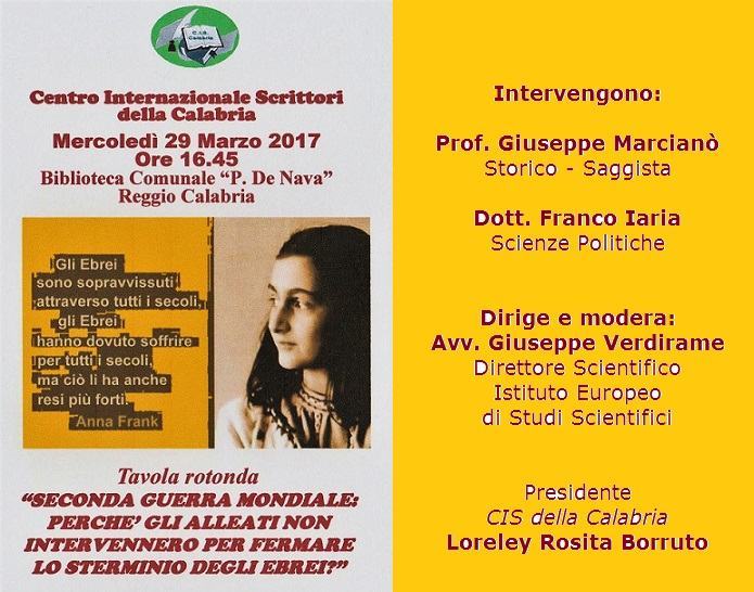 Il Cis promuove la tavola rotonda “Seconda Guerra Mondiale”