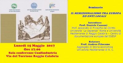 Foto manifesto - Seminario Il meridionalismo tra Europa ed Enti locali - 15 maggio 2017 - 2