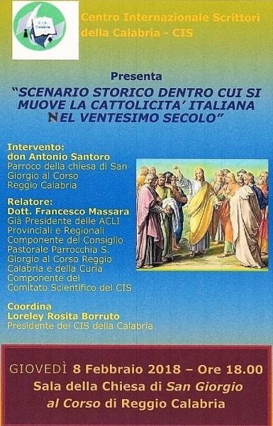 Foto manifesto - Scenario storico della cattolicità italiana 8 febbraio 2018