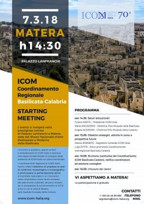 ICOM - Avvio coordinamento interregionale Basilicata - Calabria