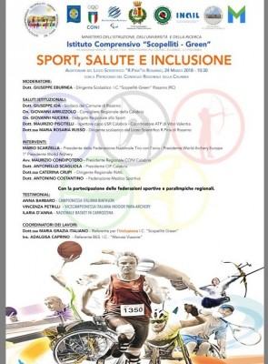 locandina sport salute e inclusione 24 marzo 2018 Rosarno
