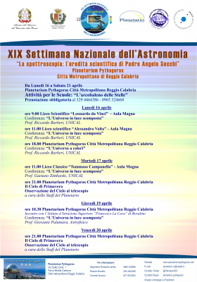 xix settimana nazionale dell'astronomia
