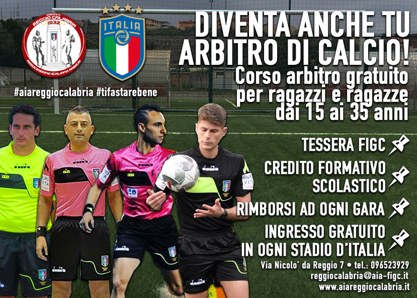 Calcio – Sezione AIA di Reggio Calabria, aperte le iscrizioni al corso arbitri