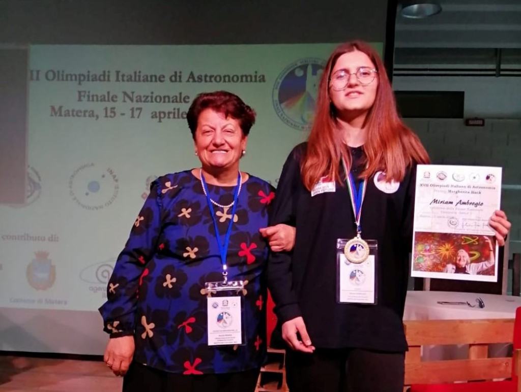 Olimpiadi di Astornomia, le congratulazioni di Motta S.G. a Miriam Ambrogio