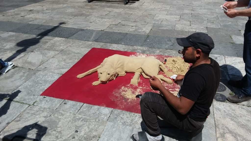 Crea statue di cani sul Corso Garibaldi: l’artista della sabbia arriva a Reggio Calabria – FOTO