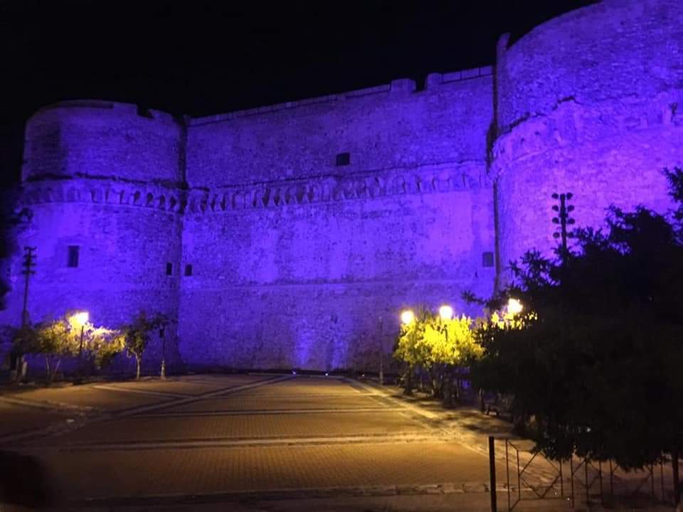 Reggio, il Castello Aragonese si illumina di viola