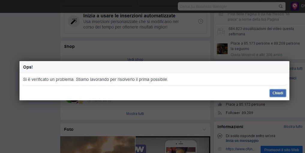 Facebook down, cosa succede? Problemi alle pagine, impossibile pubblicare post