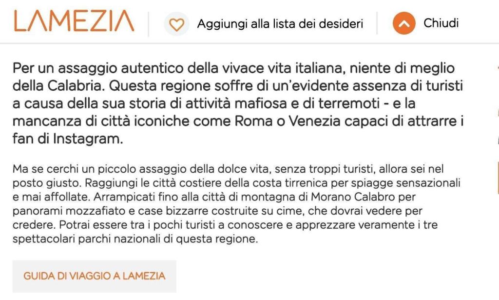 Calabria terra di mafia e terremoti. La descrizione ‘shock’ di EasyJet