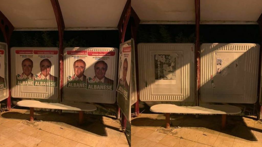 Reggio imbrattata: rimosse altre affissioni abusive – FOTO