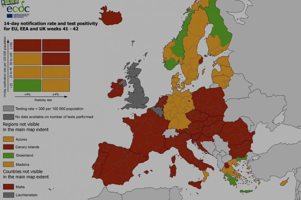 Covid nell’UE: l’Italia diventa “rossa”, si salva solo la Calabria