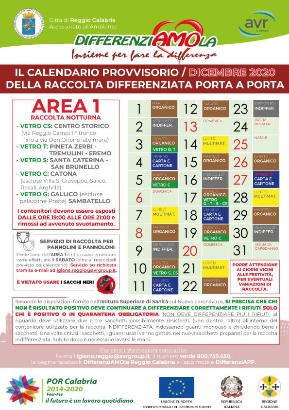 CALENDARIO AVR DICEMRE 2020 REGGIO CALABRIA
