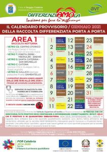CALENDARIO AREA 1 GENNAIO 2021