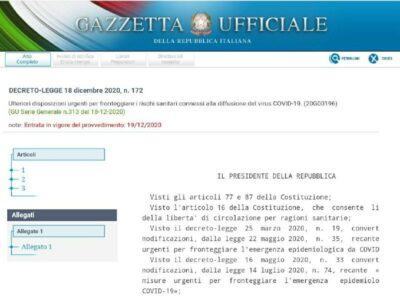 Data Giusta Gazzetta Ufficiale Decreto Natale