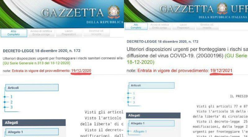 Nuovo Decreto Natale Gazzetta Ufficiale Data Sbagliata