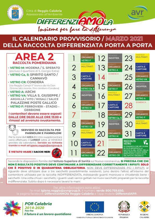 CALENDARIO MARZO 2021 AREA 2