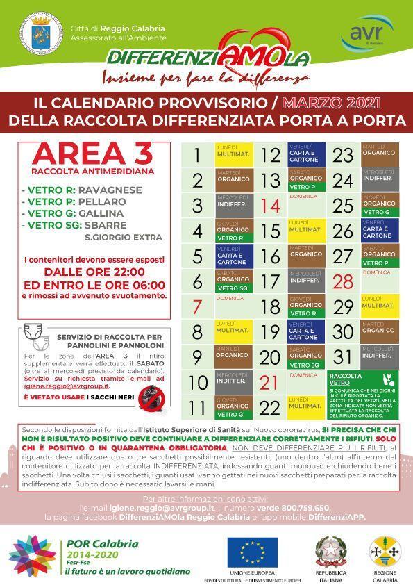 CALENDARIO MARZO 2021 AREA 3