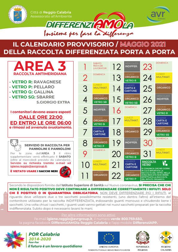 CALENDARIO MAGGIO 2021 AREA 3