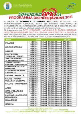 Calendario Disinfestazione Reggio Calabria 2021