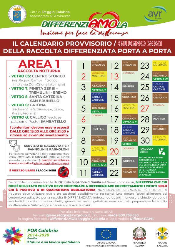 CALENDARIO GIUGNO 2021 AREA 1