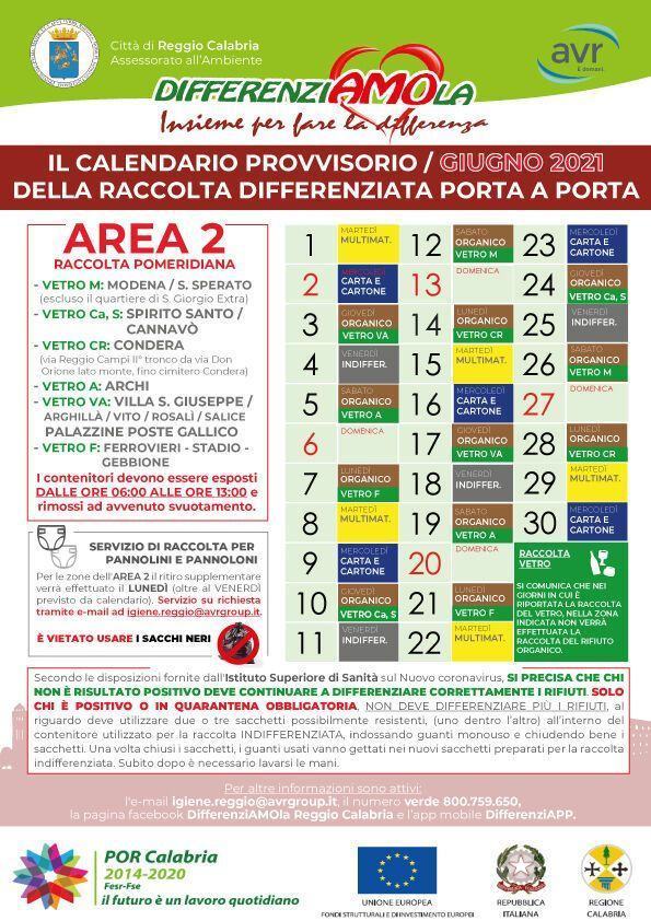 CALENDARIO GIUGNO 2021 AREA 2