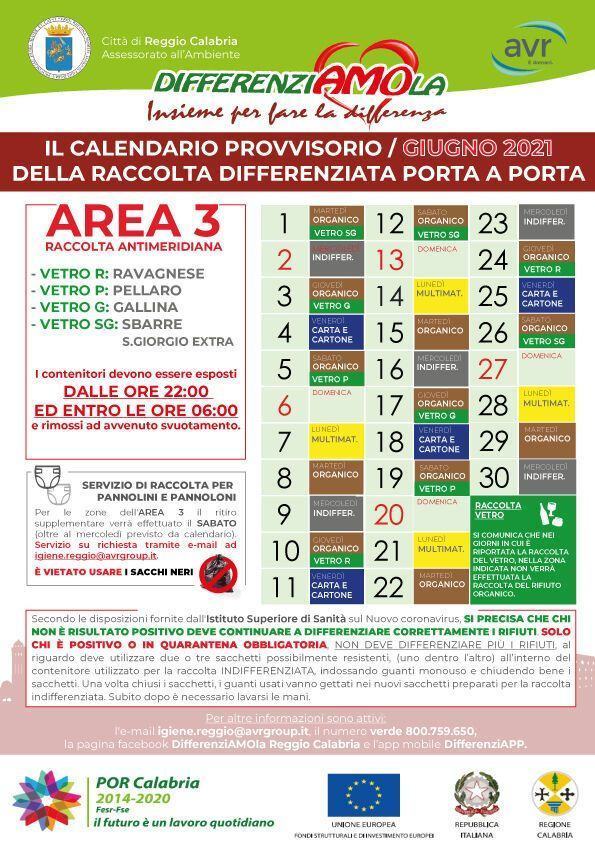 CALENDARIO GIUGNO 2021 AREA 3