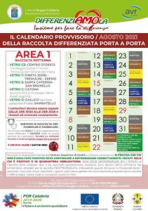 CALENDARIO AREA 1 AGOSTO 2021