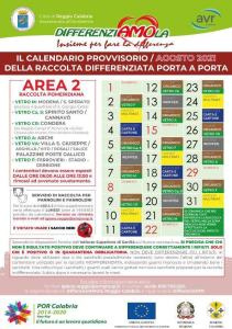CALENDARIO AREA 2 AGOSTO 2021