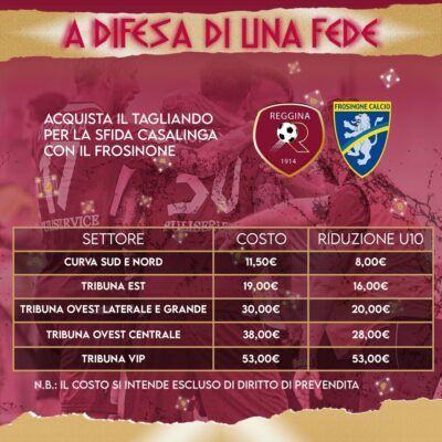 Prezzi Reggina Frosinone