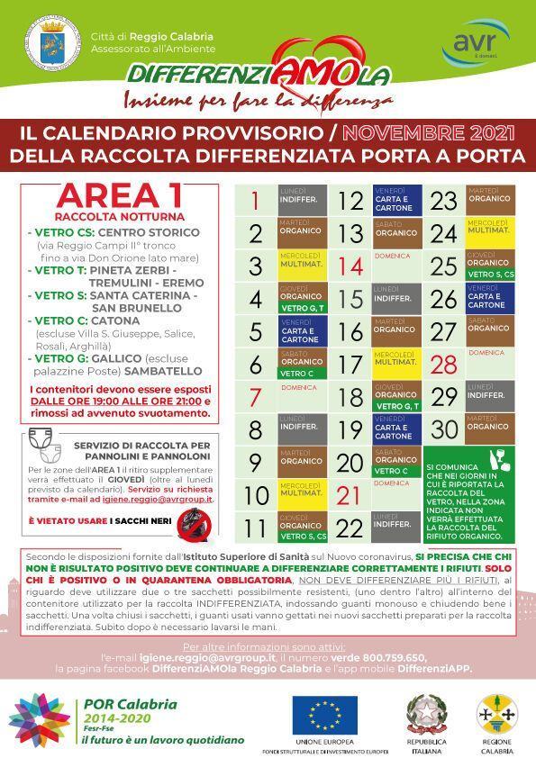 CALENDARI AREA 1 NOVEMBRE 2021