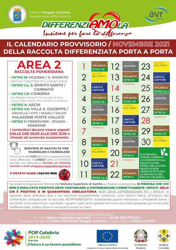 CALENDARI AREA 2 NOVEMBRE 2021