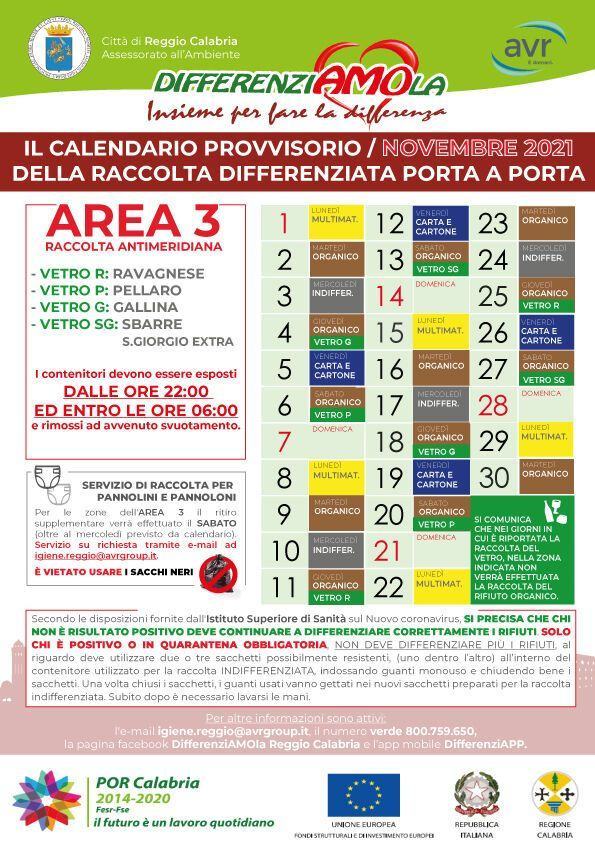CALENDARI AREA 3 NOVEMBRE 2021