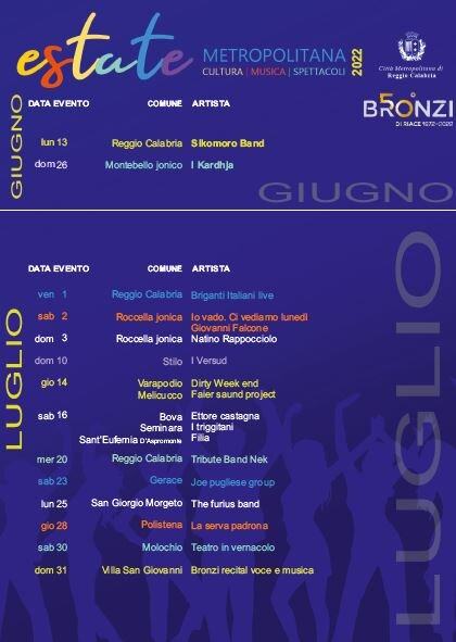 Calendario Estate Metropolitana