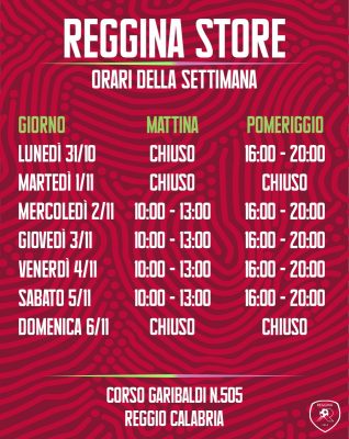 Orari Store Reggina