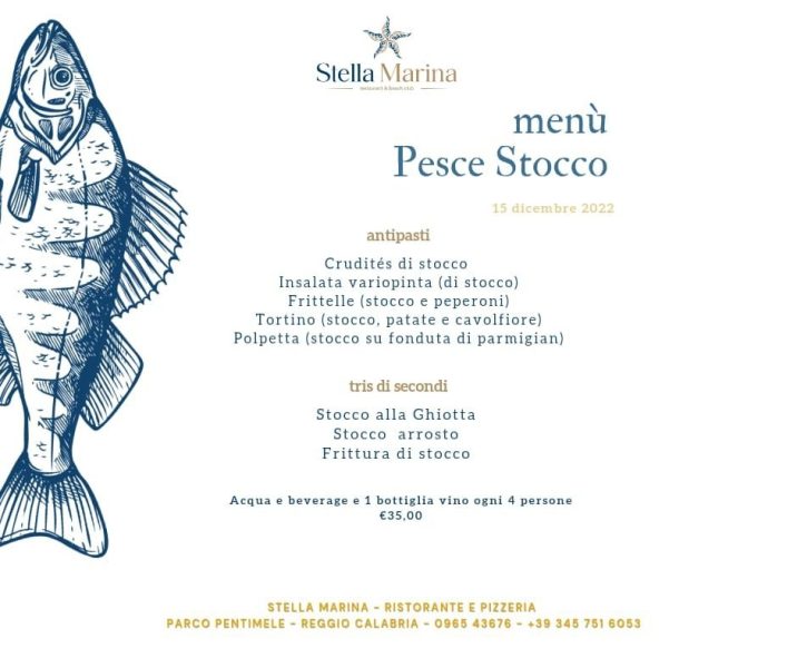 Locandina Menu Stocco Cena Stella Marina