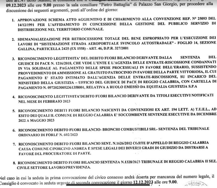 Consiglio Comunale Dicembre