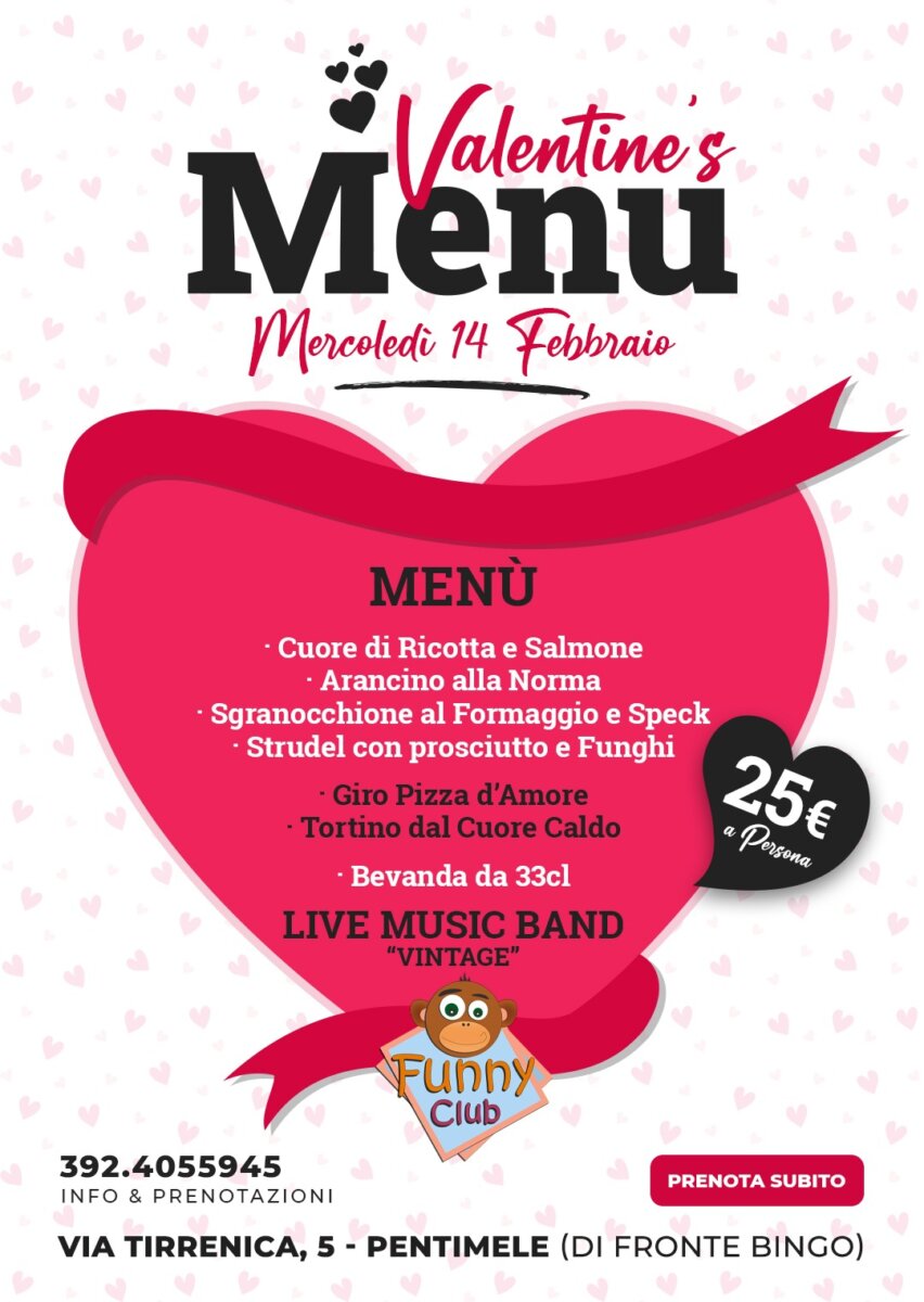 Menu San Valentino Funny Club