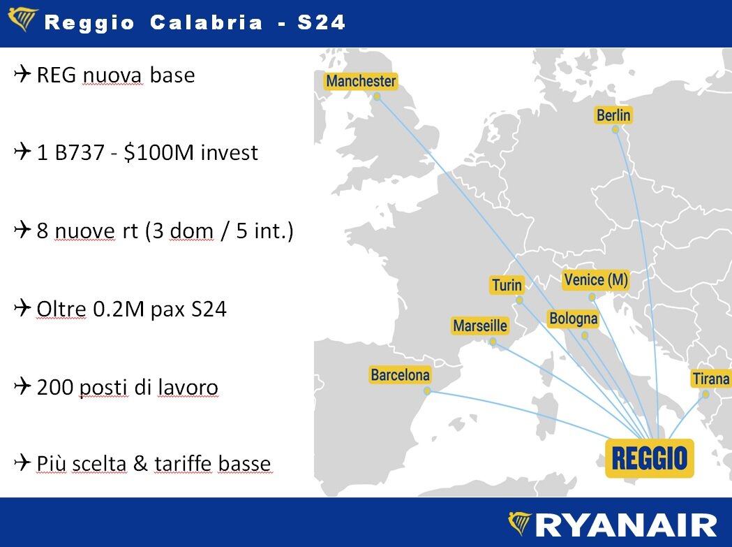 Ryanair Reggio Calabria Rotte