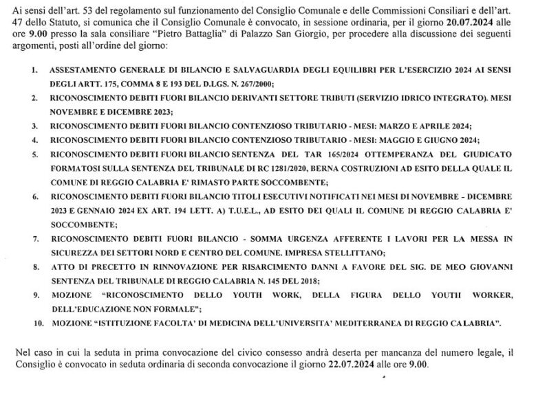 Consiglio Comunale Rc