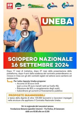 Volantino Sciopero Uneba