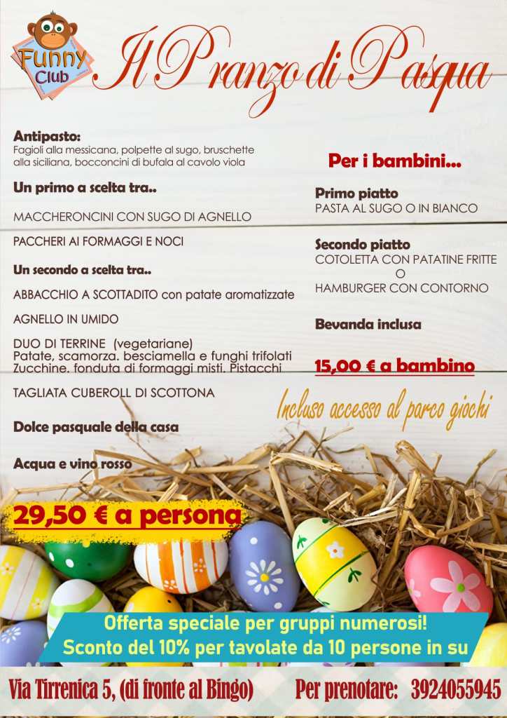 locandina pranzo pasqua funny club