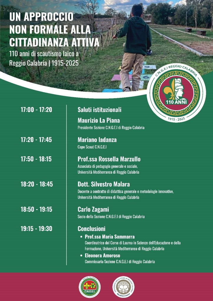 Locandina convegno studi del Cngei di Reggio C venerdì maggio inizio ore ,