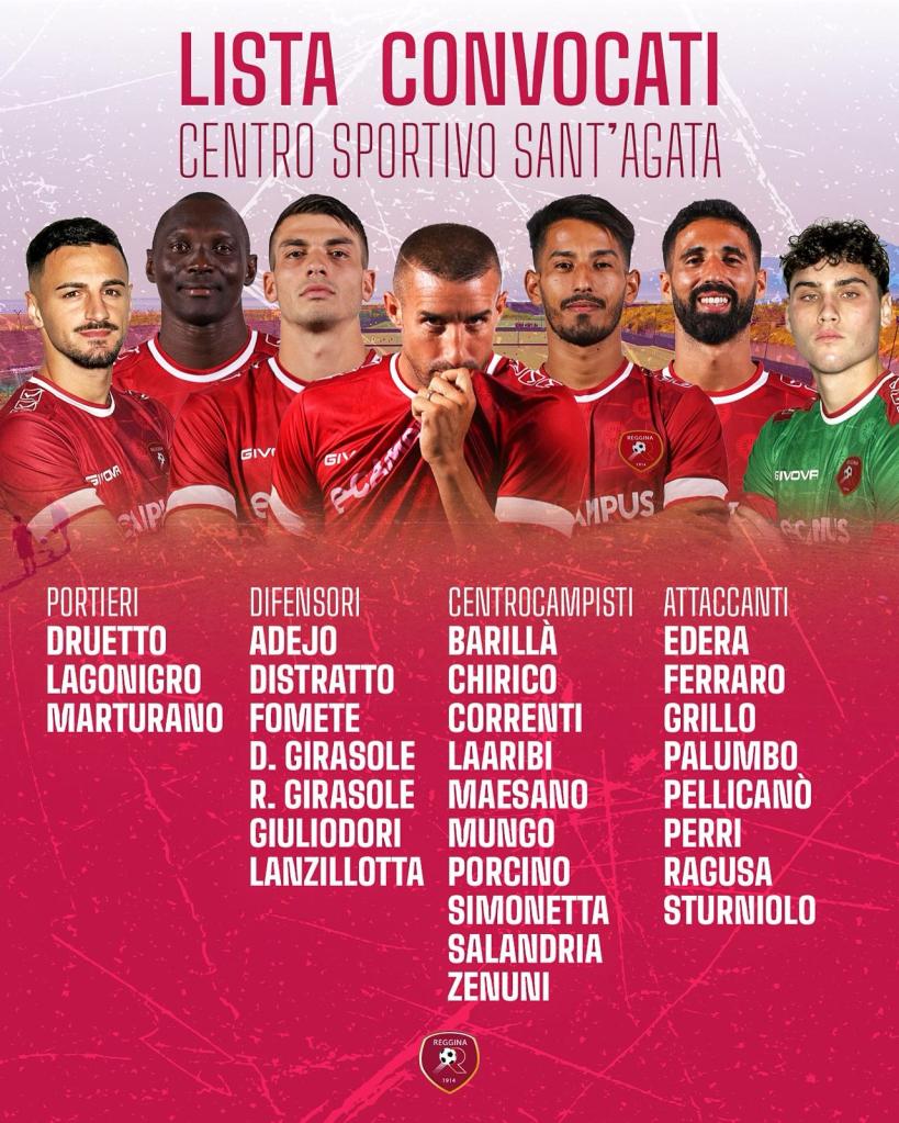 Scheda convocati Reggina