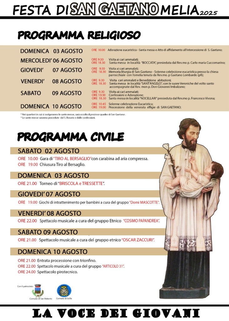 locandina programma festa san gaetano melia