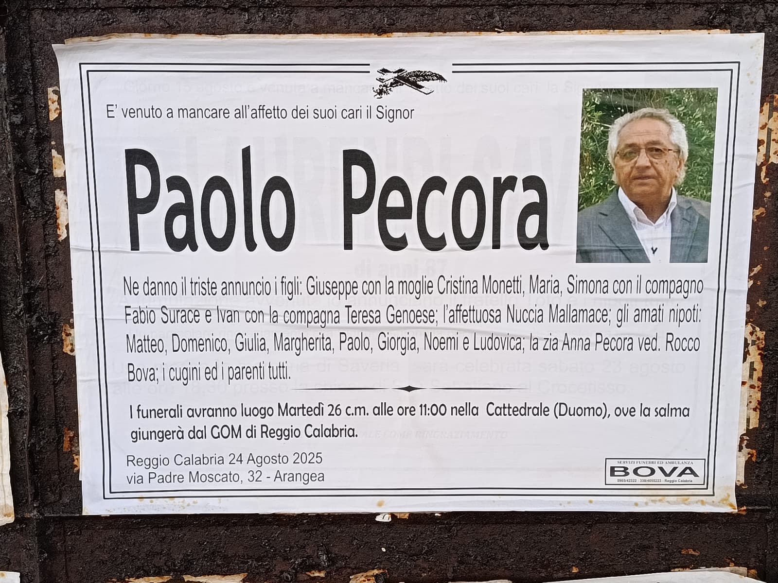 morte paolo pecora