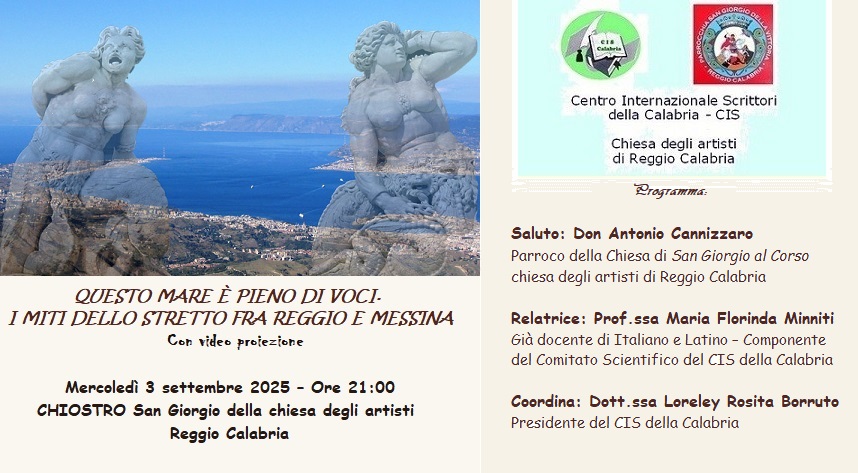 Foto manifesto Questo mare è pieno di voci I mitidello Stretto fra Reggio e Messina