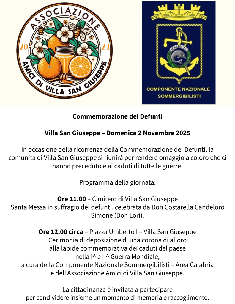 Locandina Commemorazione Defunti Novembre